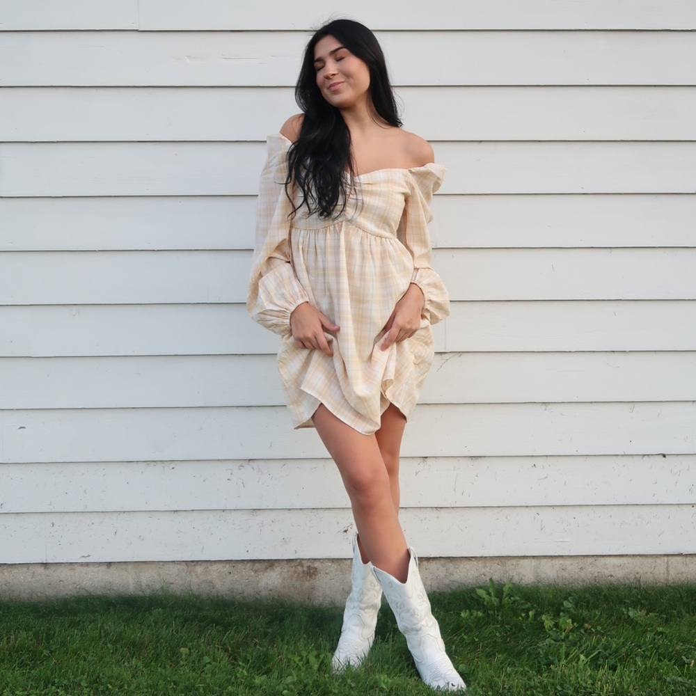 yellow plaid sun dress